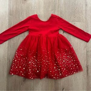 Hanna Andersson Holiday Christmas Red Long Sleeve Shimmer Tulle Dress Size 4